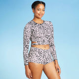All In Motion Long Sleeve Crewneck Tie Back Cropped Rash Guard Shirt