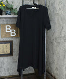 LOGO by Lori Goldstein Lounge Handkerchief Hem Jersey Dress Black XL