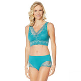 Rhonda Shear Women's 2 Pack Seamless Lace Trimmed Brief Panties