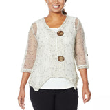 Nina Leonard Women's Coconut Button Bolero Cardigan Natural Small