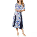 Nina Leonard Women's Petite Nicole Belted Midi Dress With Godet Detail