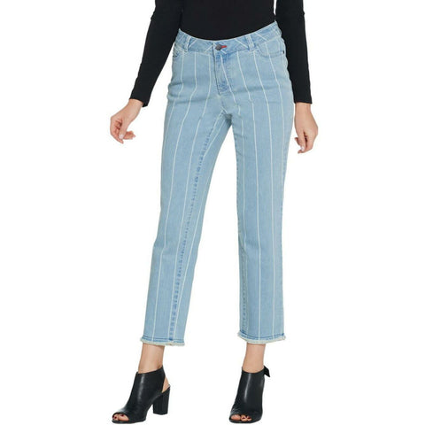 Peace Love World Women's Mia Striped Tapered Leg Jeans