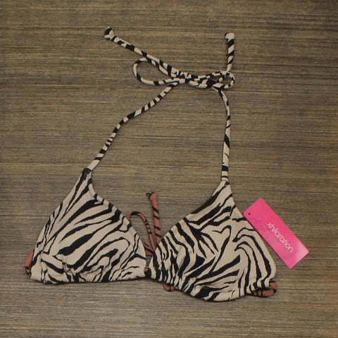 Xhilaration Juniors' Ribbed Triangle Bikini Top Brown Animal Print S