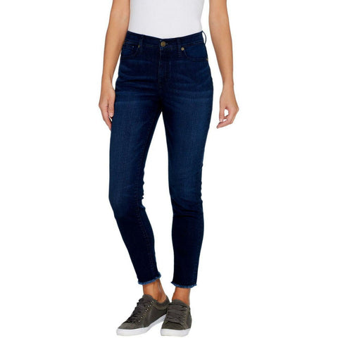 Isaac Mizrahi Live! Women's TRUE DENIM Fray Hem Skinny Ankle Jeans
