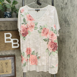 DG2 by Diane Gilman Plus Size Burnout Printed Embellished Top Khaki Camo 2X