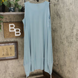 MarlaWynne Women's Matte Jersey Sleeveless Dress With Pockets Sea Blue XL