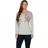 Denim & Co. Women's Studio Floral Print Long Sleeve T-Shirt