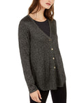 Alfani Women's Metallic Shirttail Cardigan Sweater Black Large