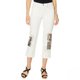 DG2 by Diane Gilman Women's Classic Stretch Embroidered Cropped Jeans