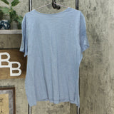 DG2 by Diane Gilman Women's Mesh Inset V Neck T-Shirt Blue Plus 2X