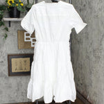 Who What Wear Womens Short Sleeve Belted Tiered Dress 78412667 White M