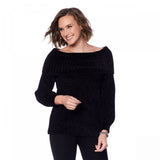 Jamie Gries Women's Plus Size Off Shoulder Pullover Chenille Sweater