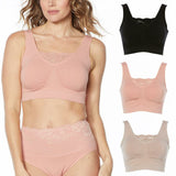 Rhonda Shear 3 Pack Cotton Blend Ahh Bras With Lace Inset Pink Multi XL