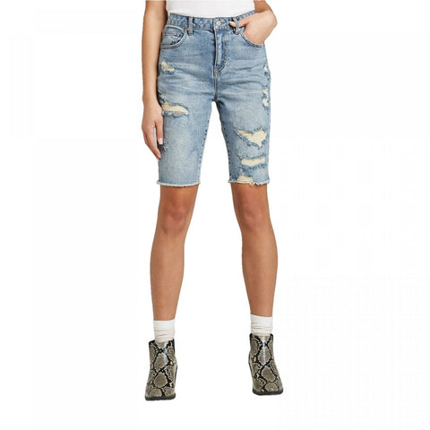 Wild Fable Women's High Rise Distressed Bermuda Jean Shorts