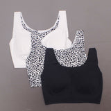 Rhonda Shear 3 Pack Body Bras With Removable Pads Black/ Leopard/ White Large