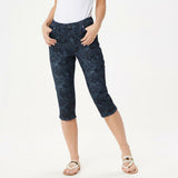 Susan Graver Printed High Stretch Denim Pedal Pusher Jeans