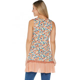 NWT LOGO By Lori Goldstein Printed Cotton Modal Tank W/ Ruffle Trim. A305449 2XS