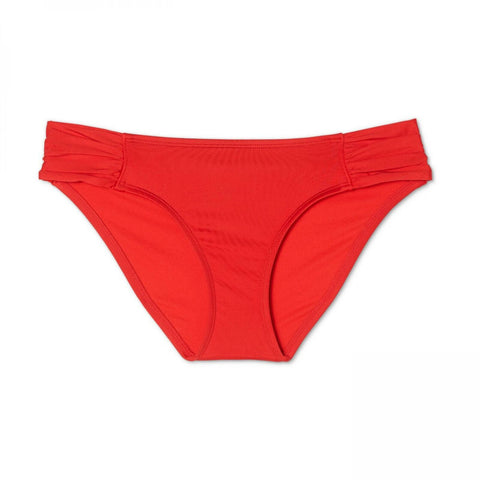 Kona Sol Women's Medium Coverage Tab Side Hipster Bikini Bottom Red XL