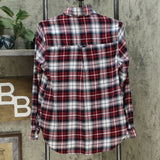 NWT Polly & Esther Juniors' Plaid Button Up Utility Shirt. PW22984MC S M
