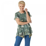 LOGO by Lori Goldstein Printed Burnout Top & Tank Top Set