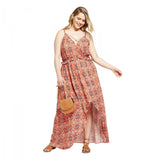 Xhilaration Women's Plus Size Printed High-Low Maxi Dress