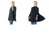 G.I.L.I. Women's Knit Sweater Cape With Snap Detail