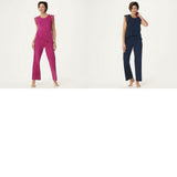 AnyBody Women's Cozy Knit Pleated Lace Pajama Set