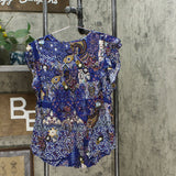Knox Rose Women's Floral Print Flutter Short Sleeve Blouse