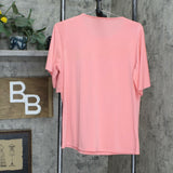 DG2 by Diane Gilman Women's Liquid Jersey Knit Ruffle Top Pink Small