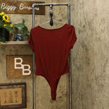 Wild Fable Women's Square Neck Ribbed Bodysuit Berry XL