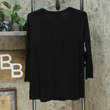 DG2 by Diane Gilman Women's Ruffled Knit Hi Low Hem Top Black Small