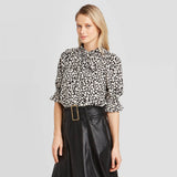 Who What Wear Women's Printed Elbow Sleeve High Neck Popover Blouse 78421912
