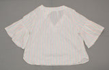 A New Day Women's Striped Ruffle Sleeve Shine Blouse Shirt Top