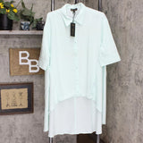 DG2 by Diane Gilman Women's Drama Button Front Hi Low Blouse