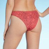 Shade & Shore Women's Snake Print High Leg Extra Cheeky Bikini Bottom