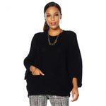 Nina Leonard Women's Batwing 3/4 Sleeve Sweater With Front Pockets