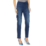 DG2 by Diane Gilman Women's Cropped Stretch Twill Cargo Jeggings Indigo Medium