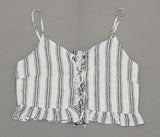 Xhilaration Women's Striped Strappy Lace Up Crop Tank Top