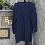 DG2 by Diane Gilman Quad Blend Long Sleeve Button Front Cardigan Navy Blue 1X