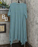 LOGO by Lori Goldstein Handkerchief Hem Jersey Knit Dress Soft Teal XL