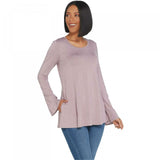 LOGO by Lori Goldstein Women's Plus Size Knit Top With Bell Sleeve