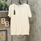 DG2 by Diane Gilman Women's Short Sleeve Mesh Insert V-Neck T-Shirt