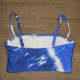 Xhilaration Women's Tie Dye Longline Bandeau Bikini Top Blue Small (0-2)