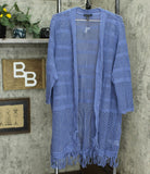 H by Halston Plus Size Draped Textured Knit Cardigan With Tassel Hem