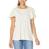 DG2 by Diane Gilman Women's Plus Size Flutter Hi Low T-Shirt