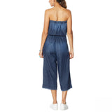 Colleen Lopez Women's Strapless Belted Chambray Denim Jumpsuit