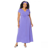 IMAN Women's Plus Size Boho Chic Jersey Knit Maxi Dress With Head Wrap
