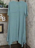 LOGO by Lori Goldstein Lounge Handkerchief Hem Jersey Dress Soft Teal Large