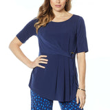 IMAN Women's Global Chic Luxury Resort Short Sleeve Knot Front Top