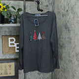 Karen Scott Plus Size Embellished Long Sleeve Christmas Knit Top